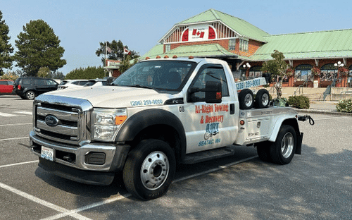 Towing Services for Private Business Parking Lots white truck towing